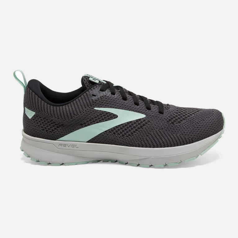 Brooks Revel 5 Womens Performance Road Running Shoes - Ebony/Grey/Black/Yucca/PaleTurquoise - Philip